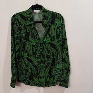 Stylish Green and Black Patterned Blouse